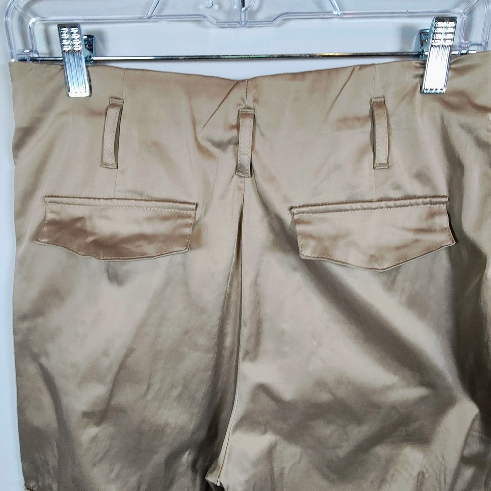 Zara Women's Champagne Gold Satin Cargo Pants Wide Leg High Waist Utility M - Picture 14 of 15